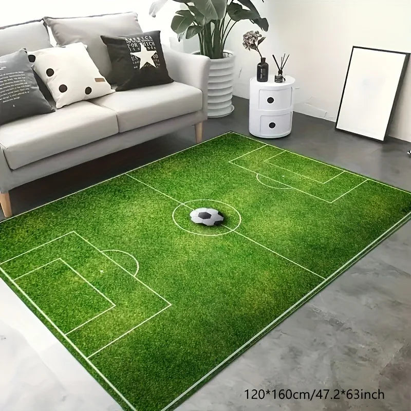 Modern Baseball Field Pattern Area Rugs Green Carpet